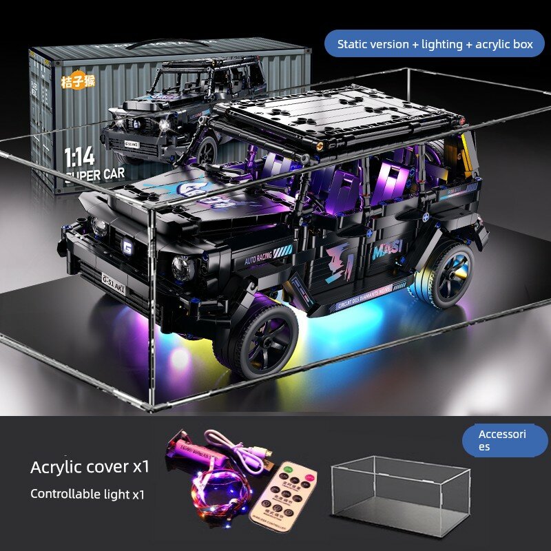 Статическая модель внедорожника Mercedes G-Class 31 см, набор 1388 деталей с подсветкой и стендом для мальчиков
