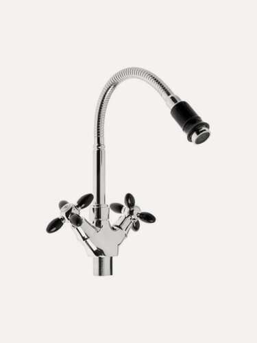 Изображение товара Смеситель для кухни, Эверест, гибкий излив, с кран-буксой, черный, B58-071F