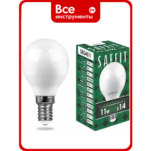 фото Светодиодная лампа saffit 11w 230v e14 6400k, sbg4511 55140