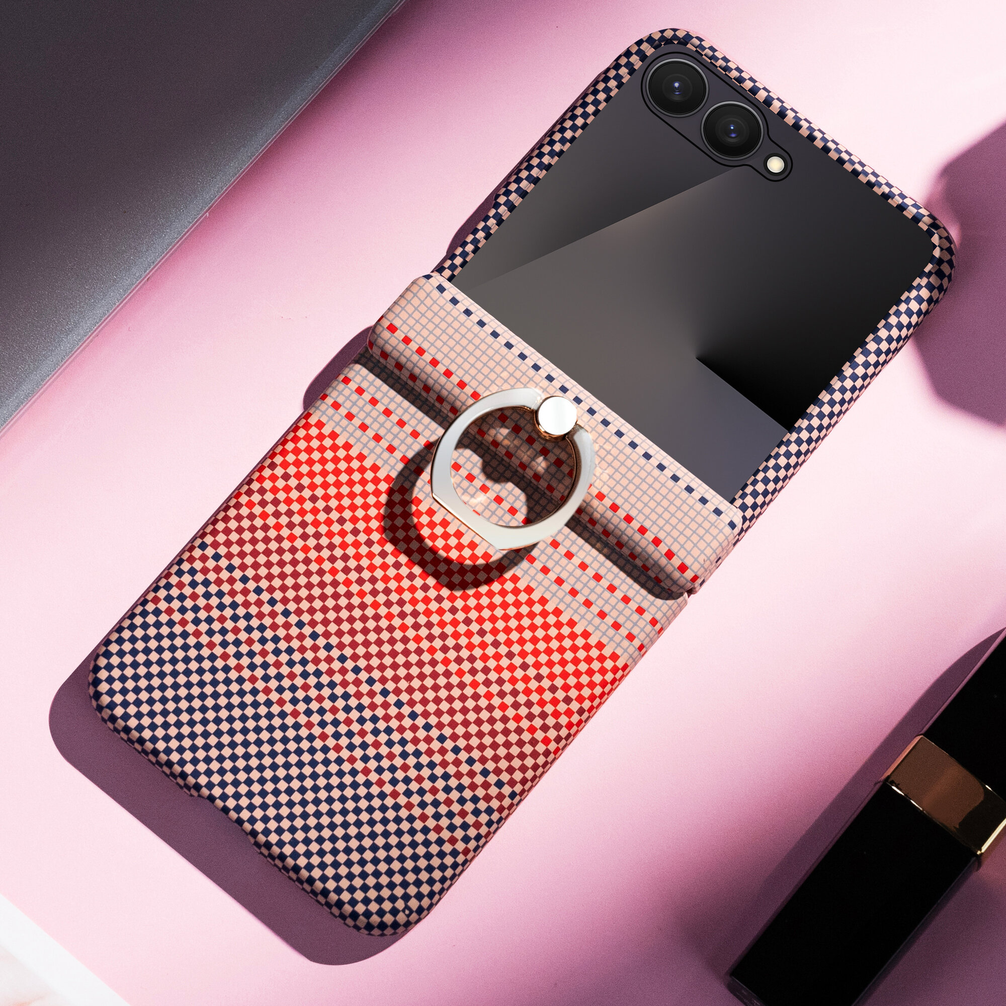 Чехол для Samsung Galaxy Z Flip8 / Samsung Z Flip8 / Самсунг Галакси Зед Флип8, soft touch, чехол-кардиомонитор, поликарбонат (PC), защита камеры, ударопрочный, усиленные углы, держатель-кольцо, Samsung,