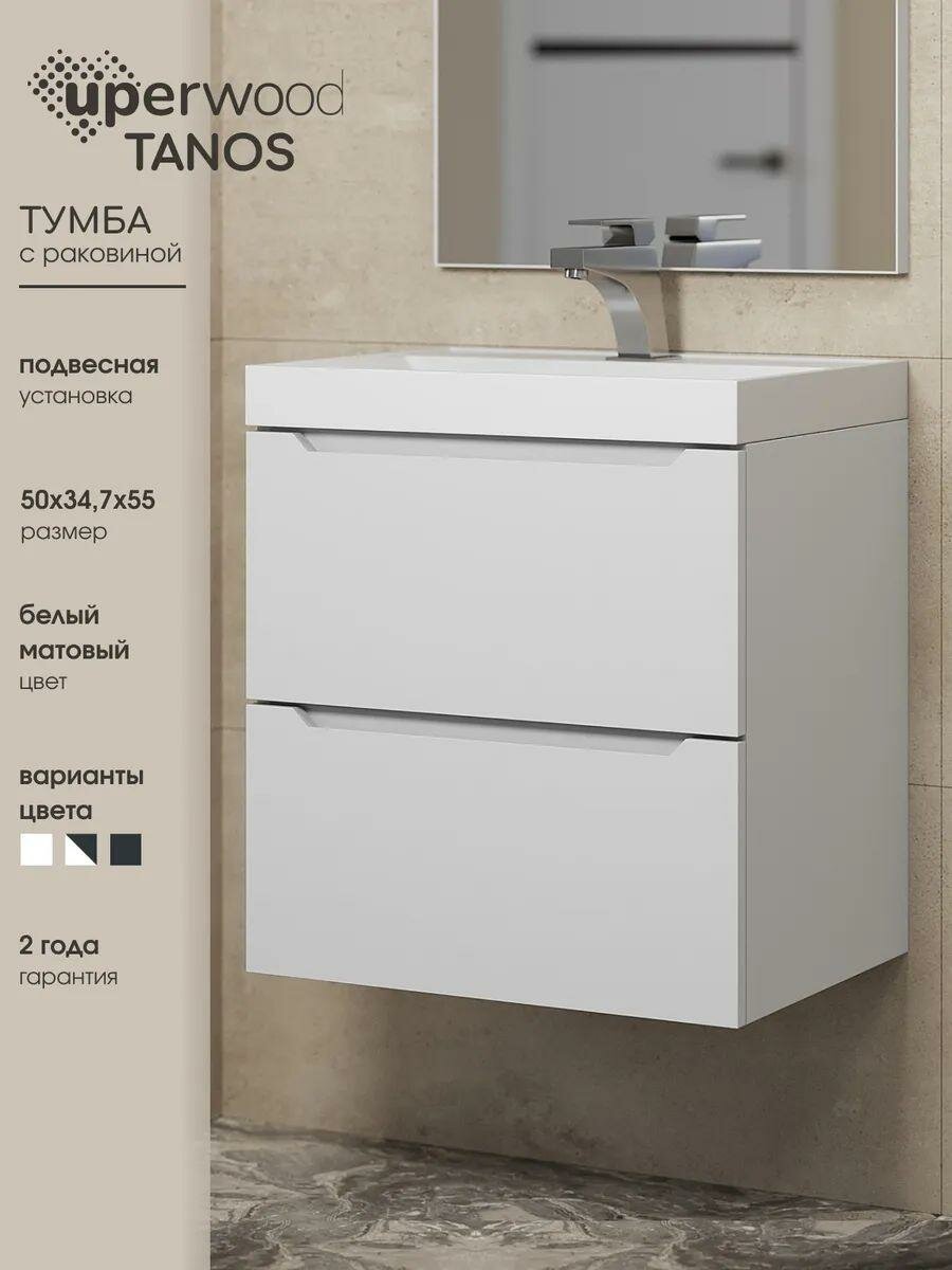 Тумба с раковиной Uperwood Tanos 50 29111020234 подвесная цвет Белый матовый