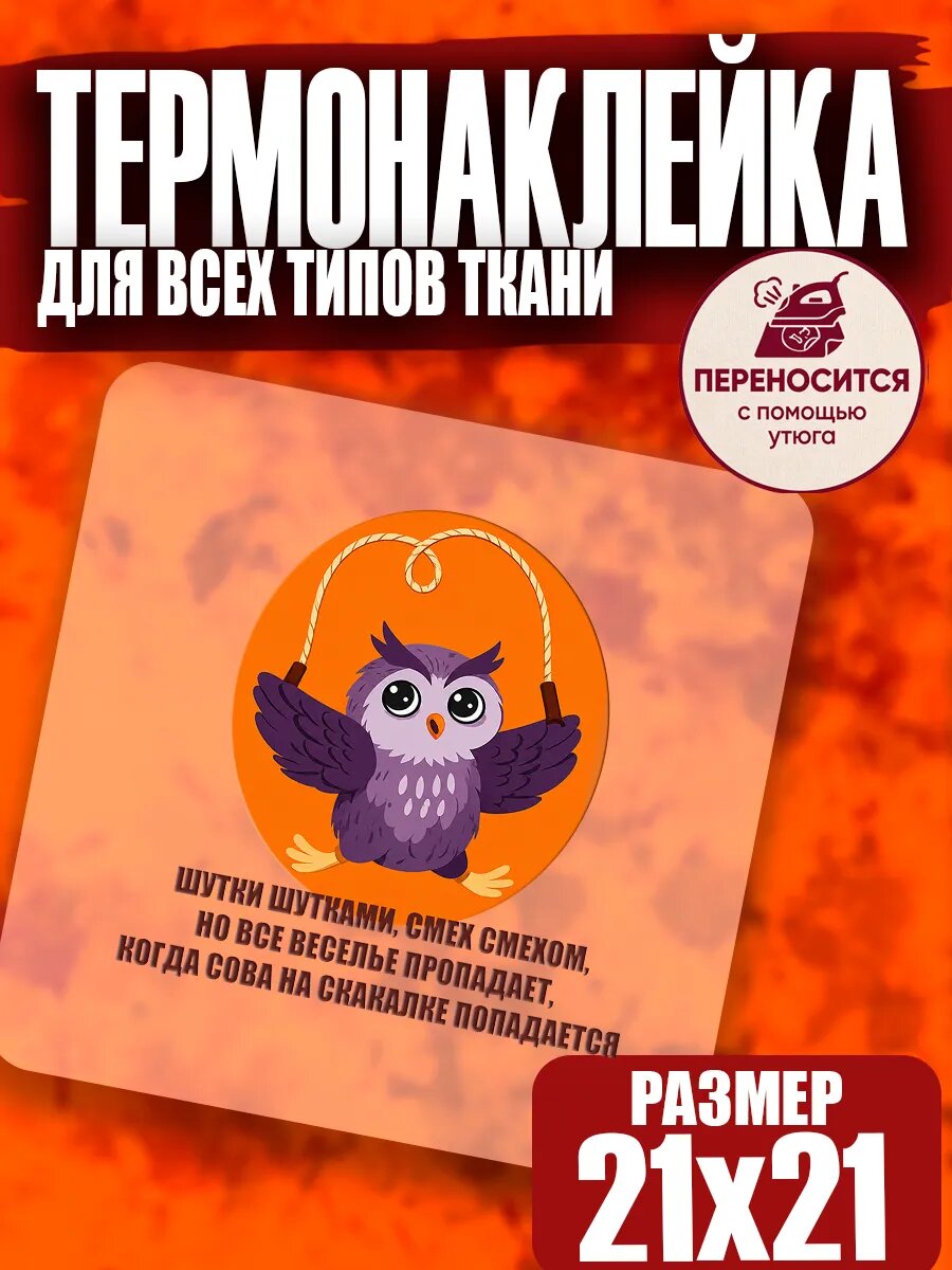 Термонаклейка на одежду Сова на скакалке мем