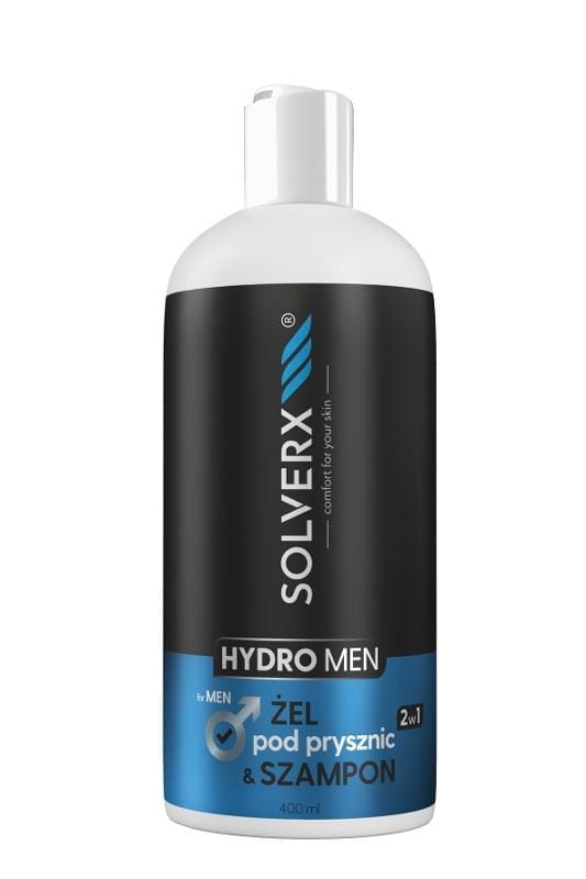 Средство для душа Solverx Hydro Men гель для душа и шампунь 2 в 1, 400 мл