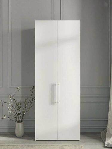 Изображение товара Casa Mia 60x65x220 см. Шкаф для одежды распашной с ящиками, 2-дверный, белый, ручка рейлинг 320 мм