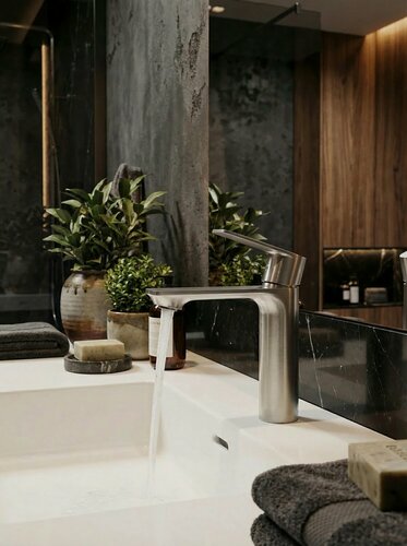 Изображение товара ESKO. Смеситель для раковины и умывальника сатин EK26 10 лет гарантия нержавеющая сталь