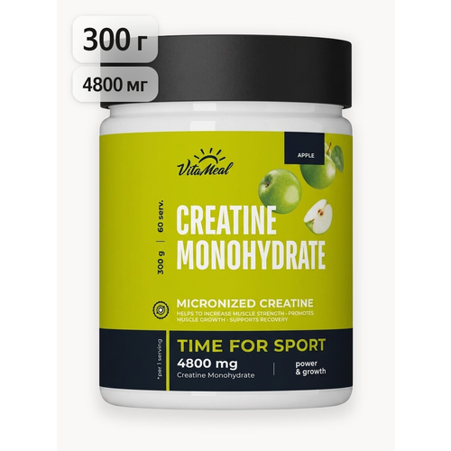 Креатин моногидрат порошок Creatine Monohydrate 300 г, Яблоко