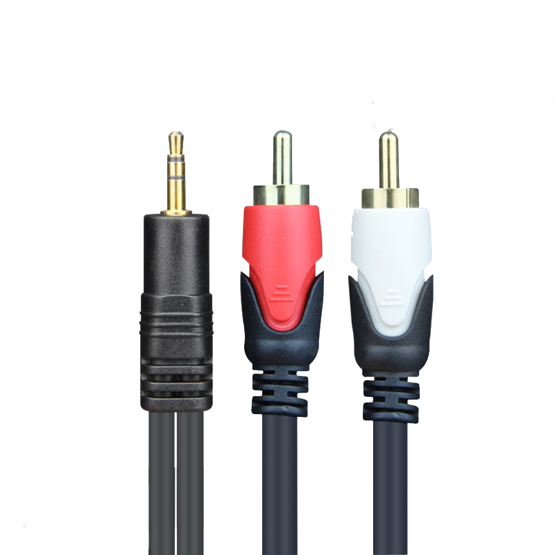 Аудиокабель Plastic Shell 3.5мм на двойной RCA, штекер 3.5мм на 2x RCA красный белый для телефона ПК усилителя - 1.5м