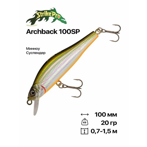 фото Воблер strike pro archback 100sp, 100 мм, 20 гр, 0,7-1,5 м, #612t