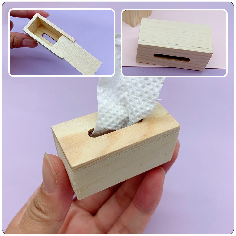 Деревянная Коробка Для Салфеток Игровой Домик Украшение 5.00X2.40X2.40Cm