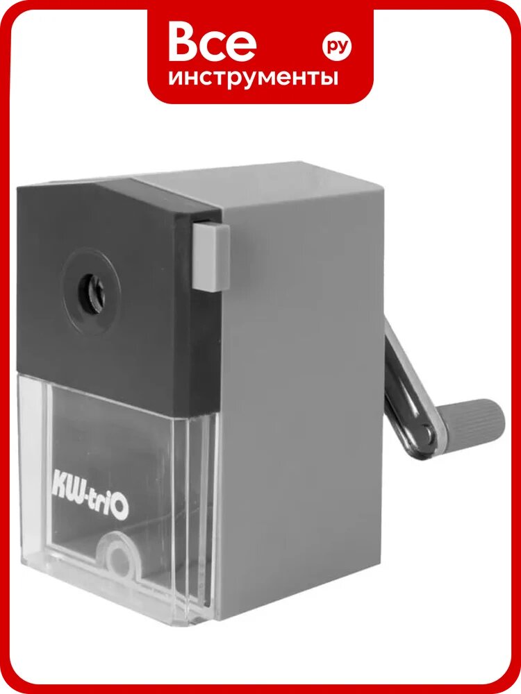 Точилка для карандашей KW-Trio 305Agr механическая, 1 отверстие, пластик, серый 812412