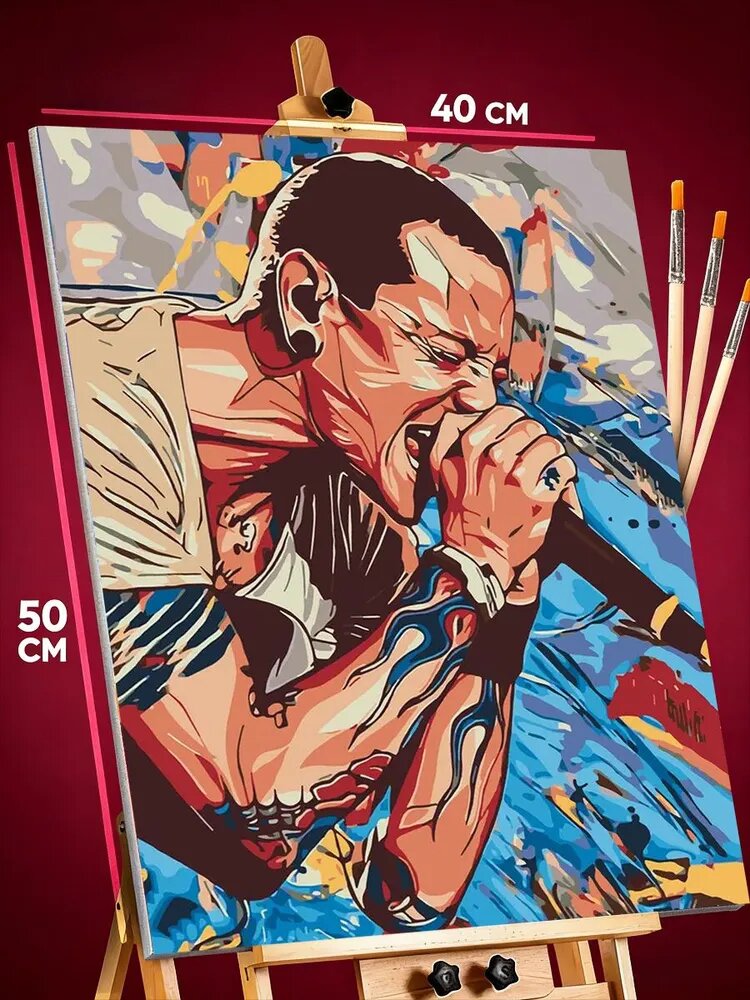 Картина по номерам на холсте с подрамником 40х50 Linkin Park Честер Беннингтон Набор для творчества и хобби