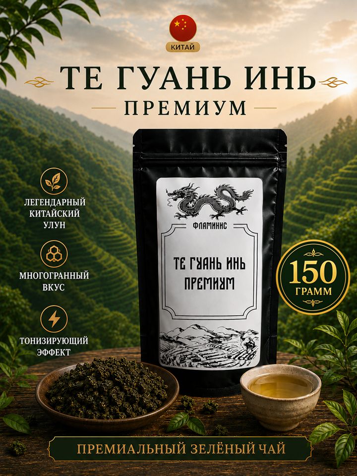 Чай улун Те Гуань Инь / Te Guan yin, премиум, Китайский зеленый листовой, 150 грамм. "Железная богиня милосердия"