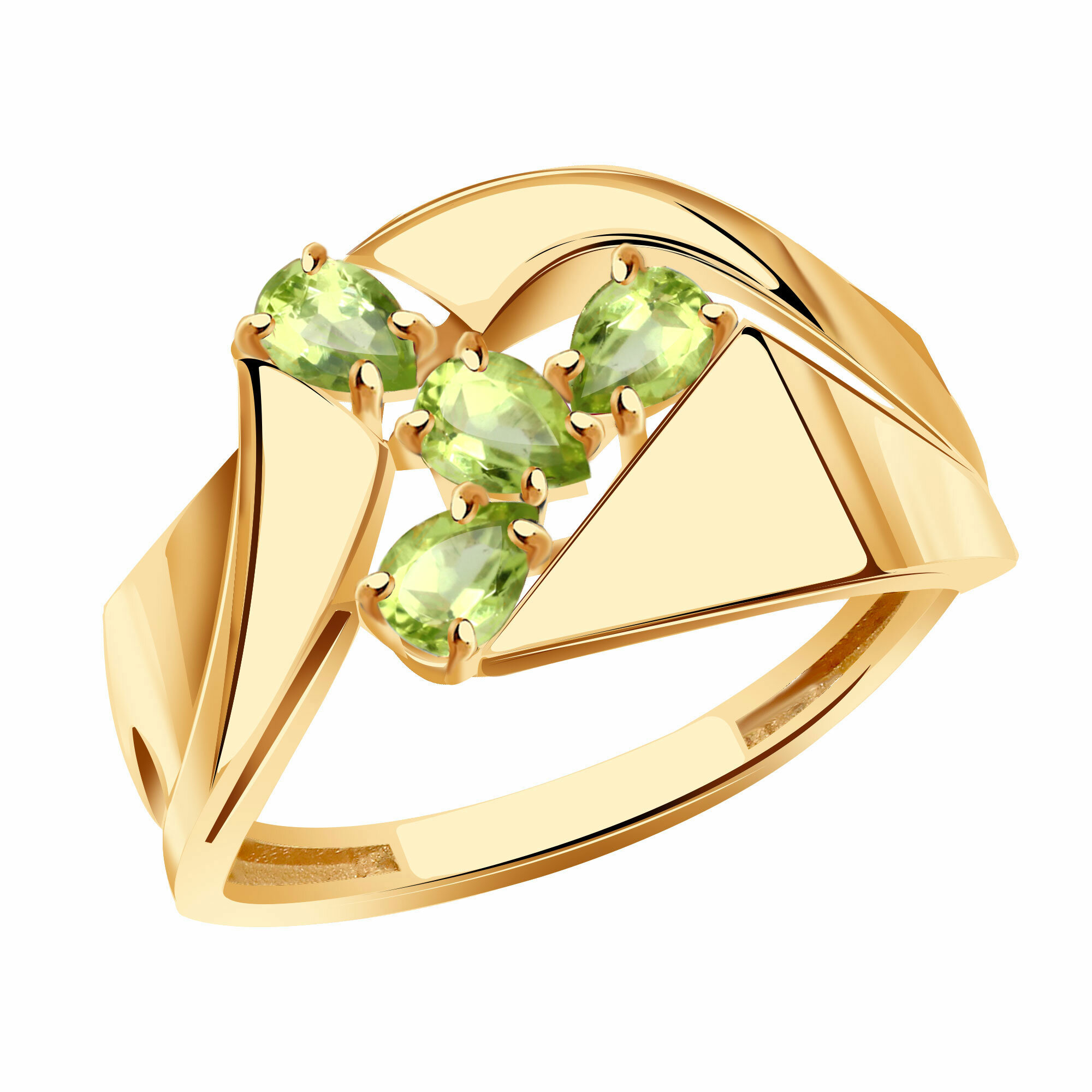 Кольцо Diamant online, красное золото, 585 проба, хризолит