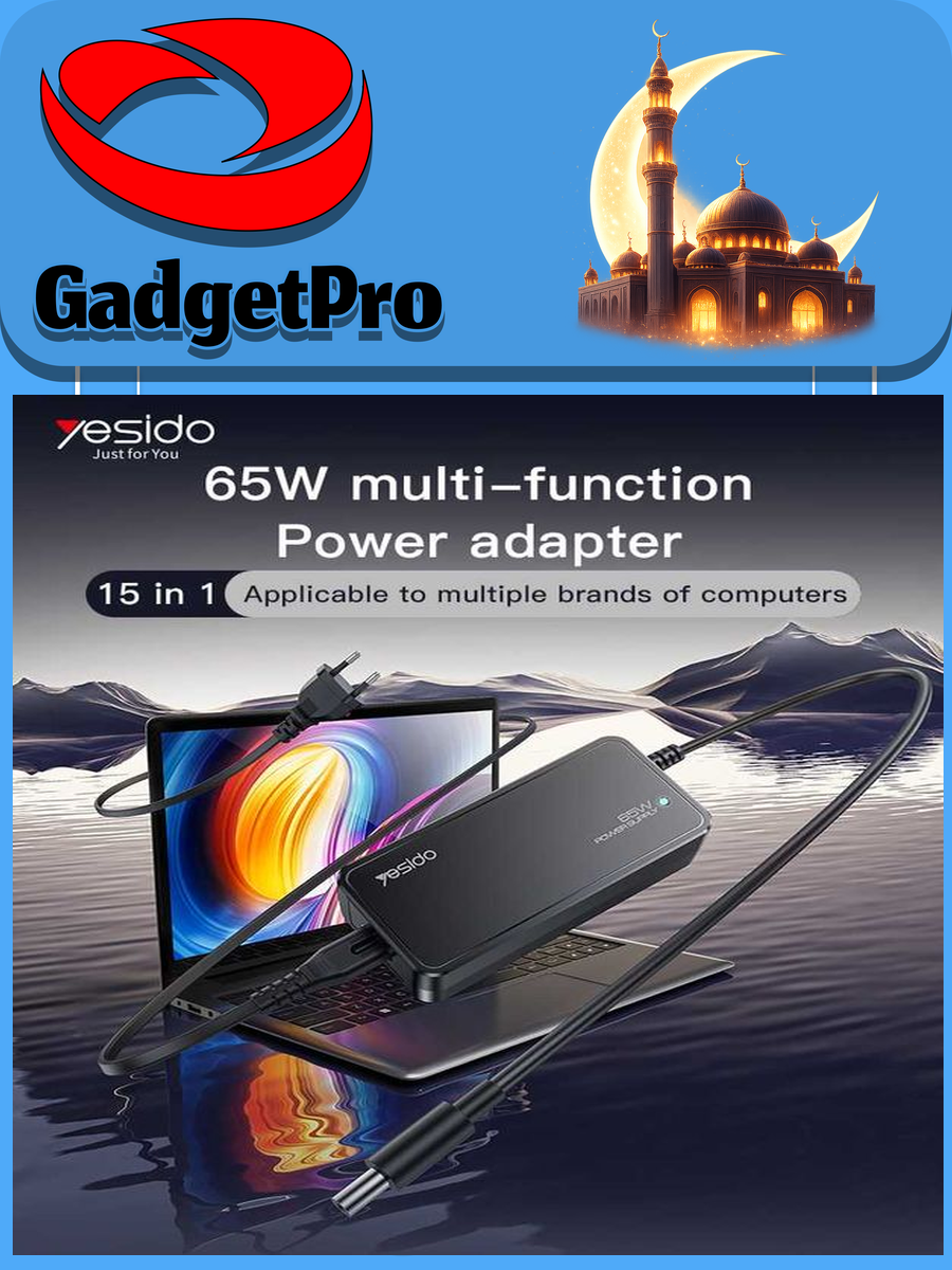 Сетевой адаптер Yesido CG11E 65W для ноутбука: быстрая зарядка, надежное сетевое устройство, современный дизайн.