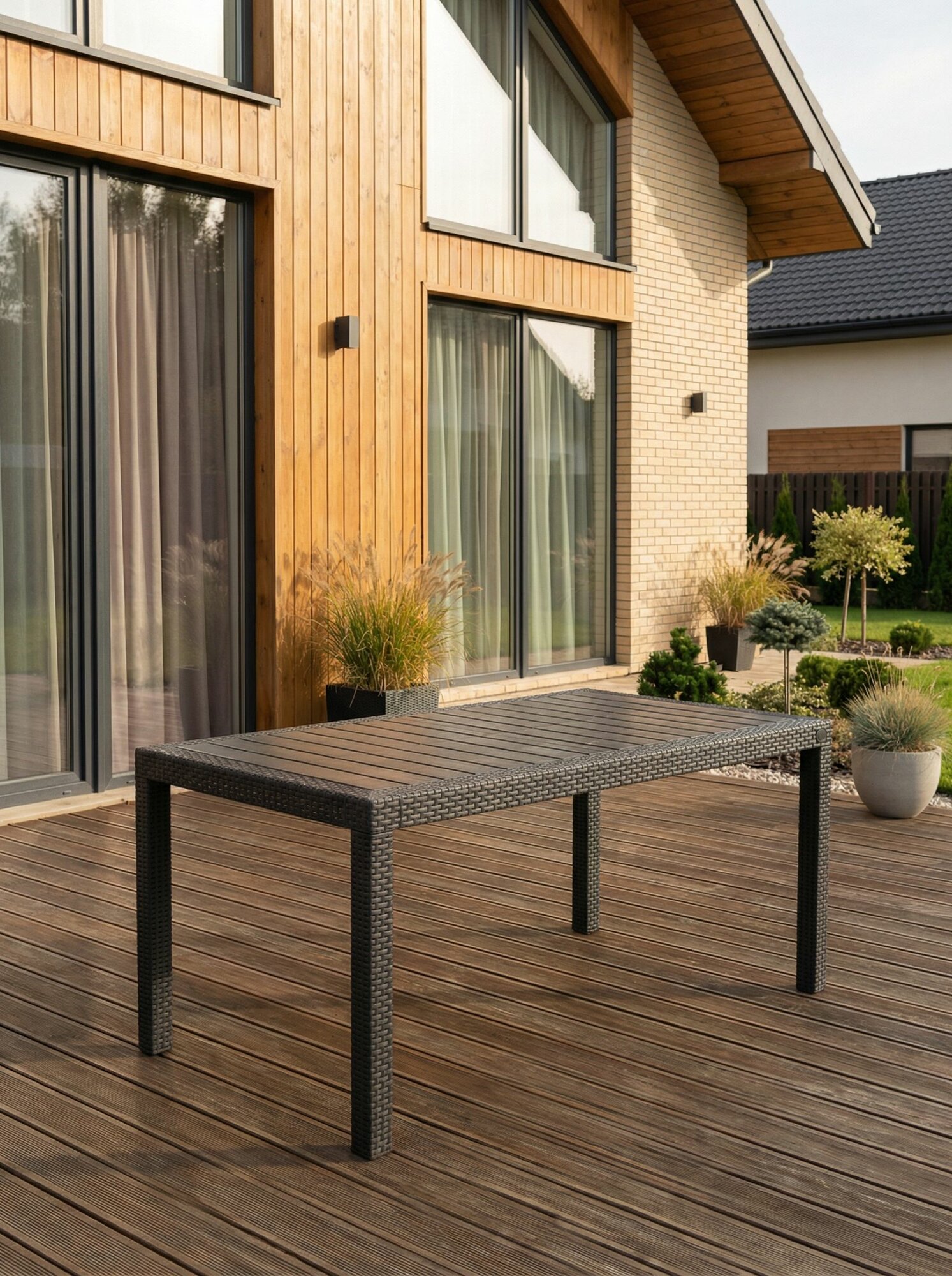 Стол садовый RATTAN прямоугольный на 6 персон, 153х79см, мокко