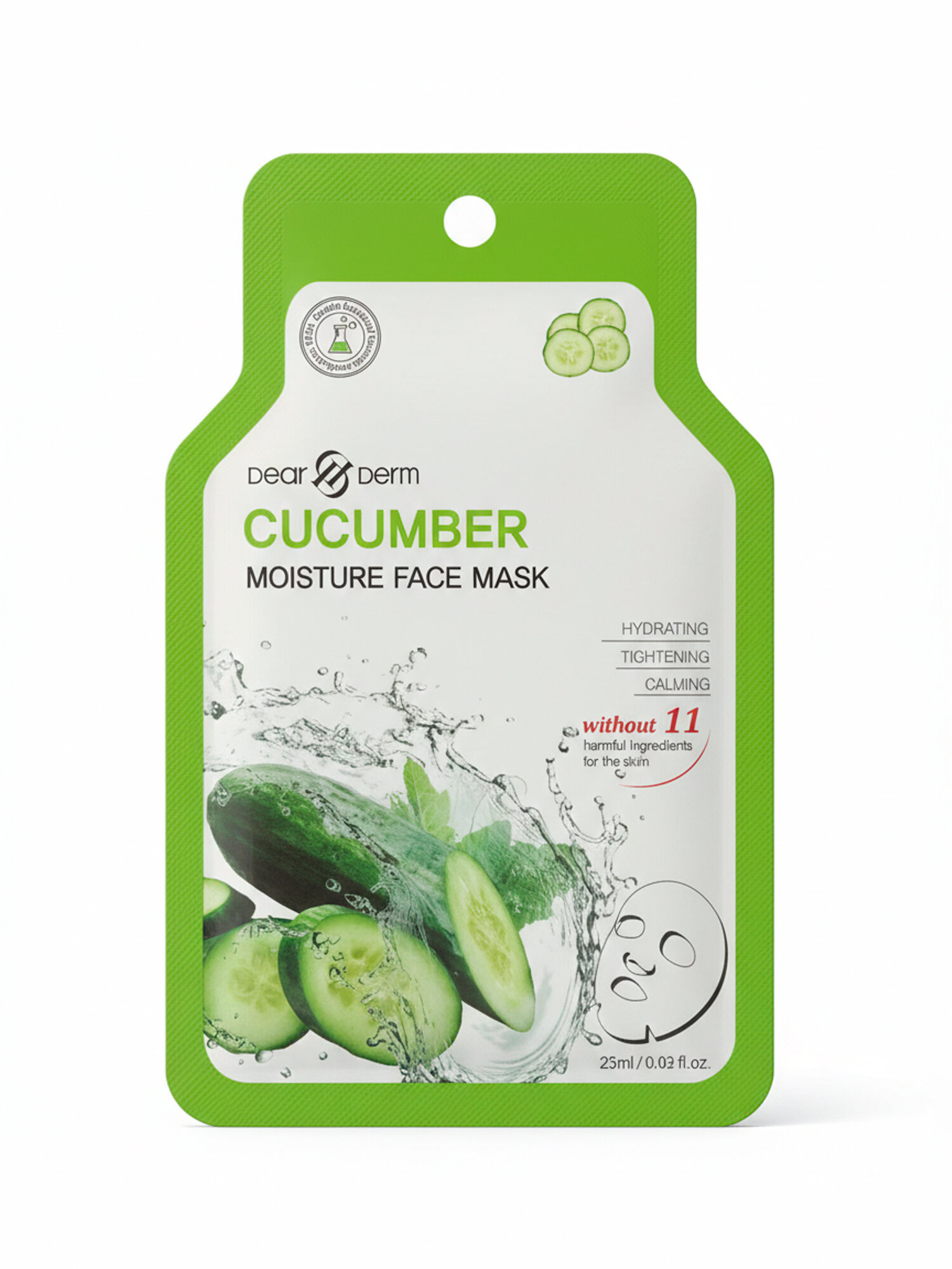 Тканевая маска DearDerm Cucumber, экстракт огурца, для лица, 25мл
