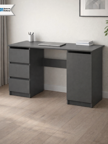 Изображение товара Стол компьютерный с ящиками Денвер, 120 см, письменный с тумбой, графит