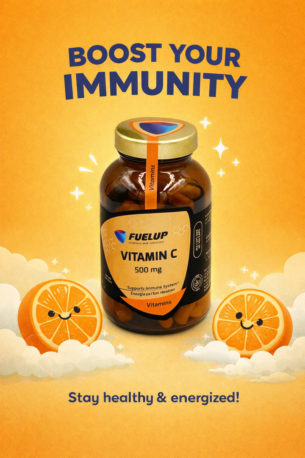 FuelUp Vitamin C 500mg 90veg caps витамин С 500мг капсулы аскорбинка