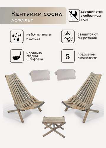 Изображение товара Садовая мебель, Комплект Кентукки сосна, Комплект садовых кресел, Набор садовой мебели из дерева