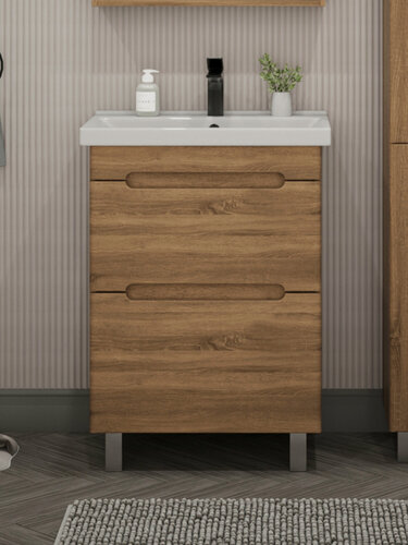 Изображение товара Тумба напольная SanStar Diva 60 с раковиной Фест 60 (комплект) для ванной комнаты, Gold Craft