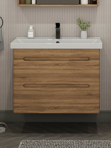 Изображение товара Тумба подвесная SanStar Diva 80 с раковиной Фест 80 (комплект) для ванной комнаты, Gold Craft