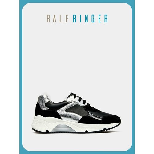 фото Кроссовки ralf ringer, полнота 5 (ru)/ на среднюю стопу, размер 38, черный/серебряный