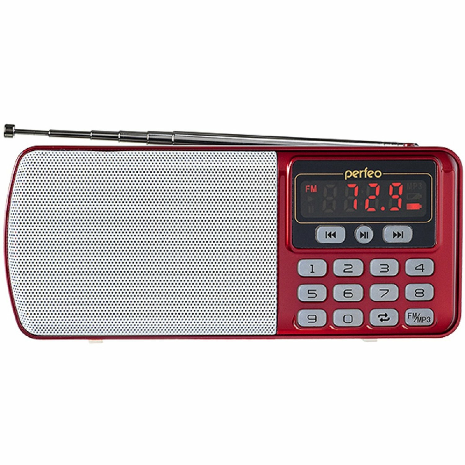 Радиоприемник Perfeo егерь FM+ 70-108МГц/ MP3/ питание USB или BL5C/ красный (i120-RED)