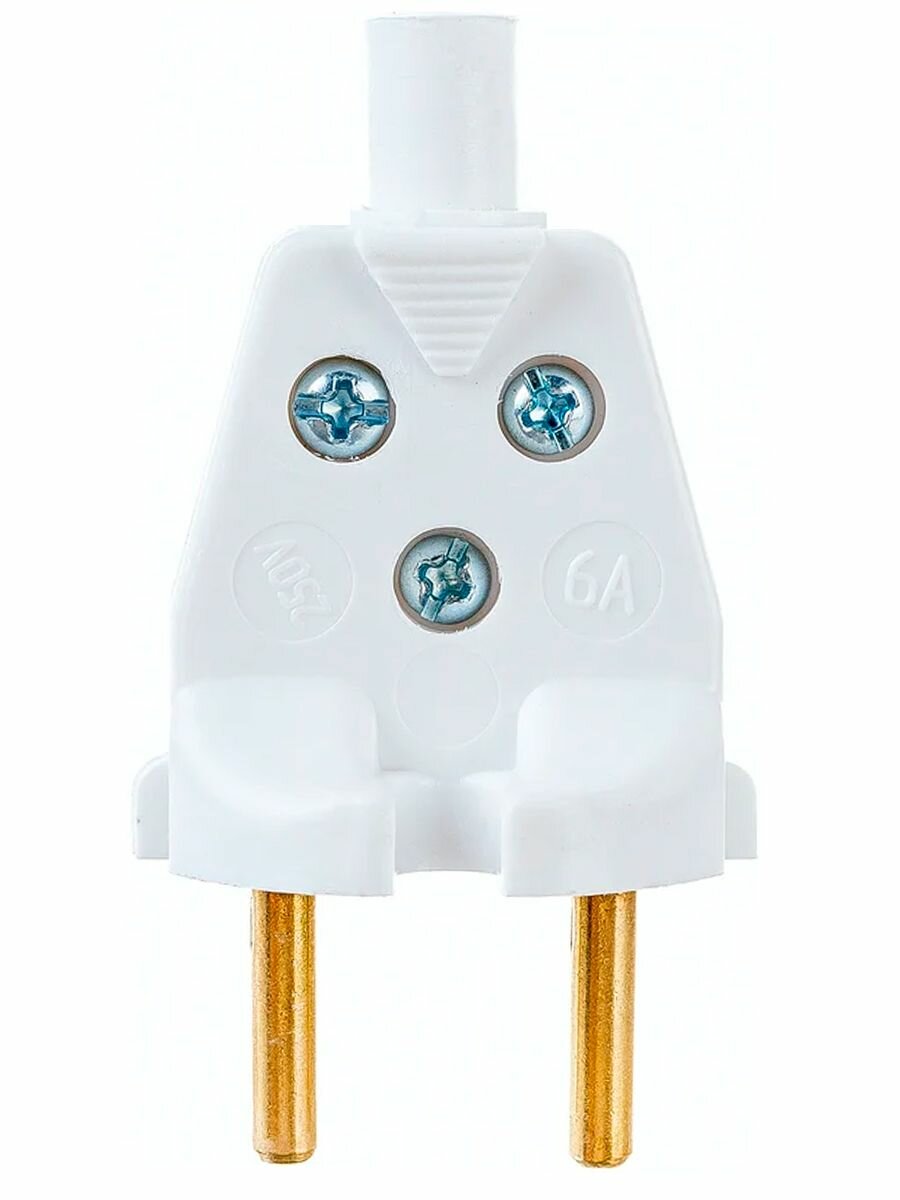 Вилка электрическая 6А 250В IP20 без заземления