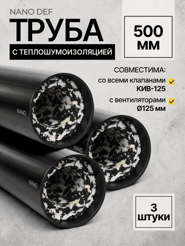 Изображение товара Воздуховод с теплошумоизоляцией, 500 мм, 3 шт. Труба для КИВ 125.