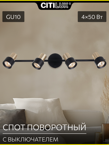 Изображение товара Спот поворотный с выключателем Citilux SAT CL505641 Чёрный+Золото