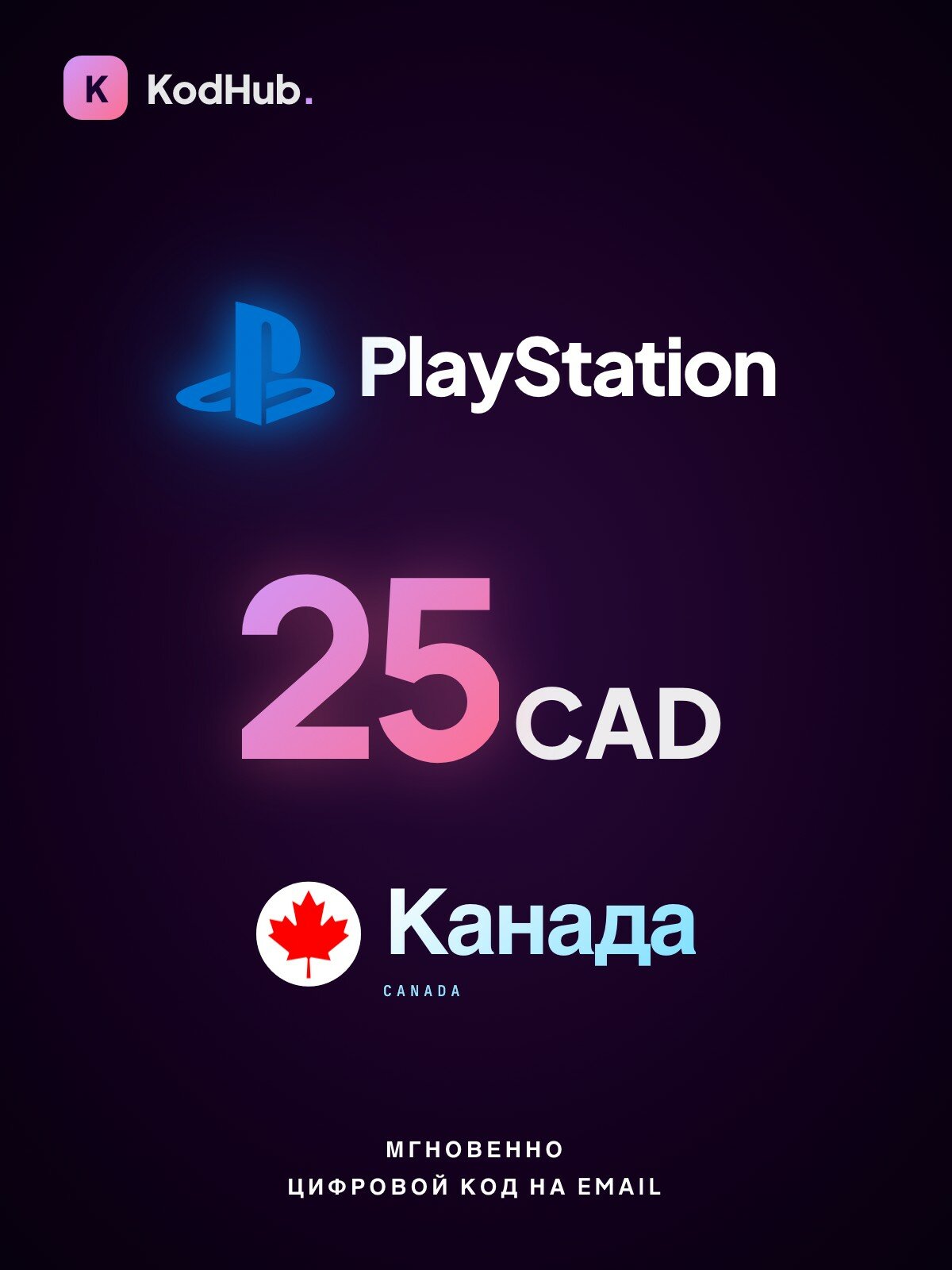 Карта PSN PlayStation Канада 25 канадских долларов (CAD) | пополнение PS Store, PS5, PS4 | Цифровой код