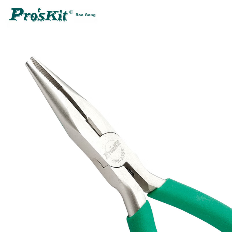 Pro'sKit 1PK-036S Непротиво скользящий зеленый рукоятка титаново-золотой зубчатый плоскогубцы 136мм Стиль：Прижиматель