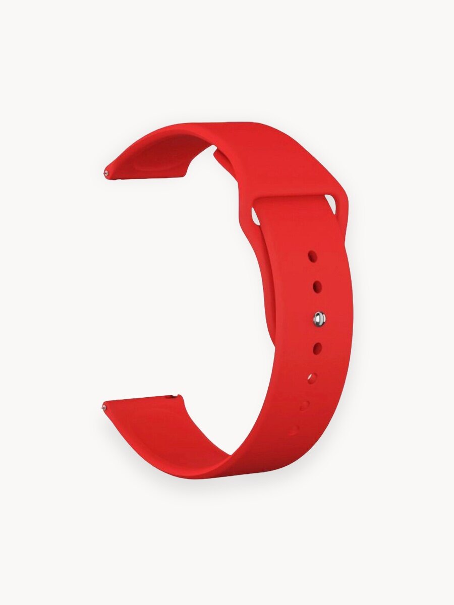 Силиконовый ремешок на смарт часы Samsung Galaxy, Honor, Huawei, Amazfit, Garmin, Xiaomi Watch (20 mm) Красный
