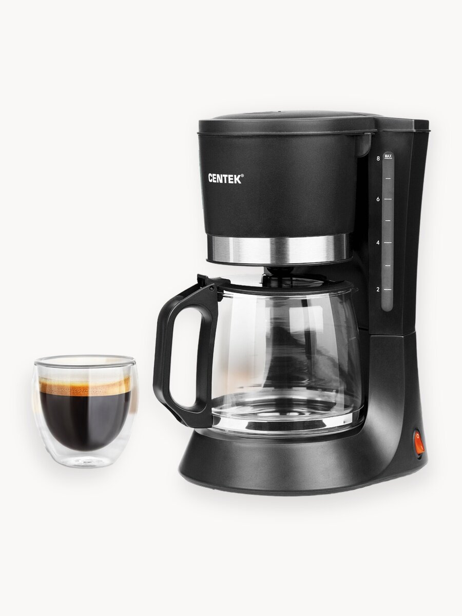 Кофеварка капельная электрическая CENTEK CT-1141 - 680Вт, 1.2л, капля-стоп, съёмный фильтр, подогрев