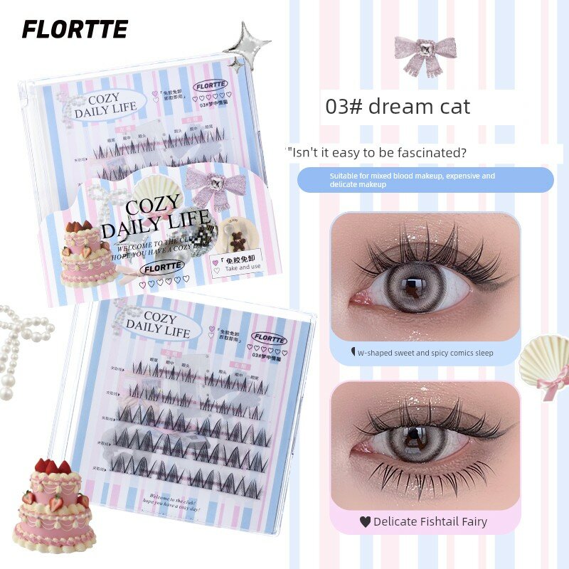 Flortte 03# Мечтательная кошка Романтичные смешанные накладные ресницы
