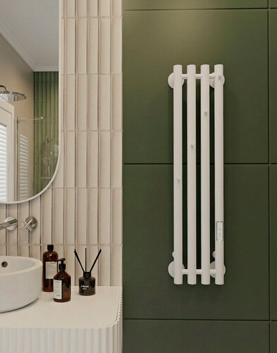 Изображение товара Полотенцесушитель электрический 90х18, с терморегулятором, белый матовый