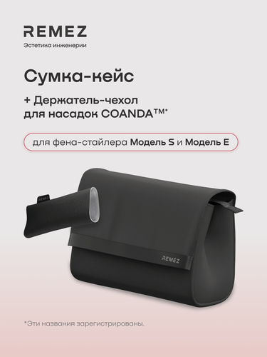 Изображение товара Кейс-сумка REMEZ для фена-стайлера, с термостойким чехлом на насадку Коанда