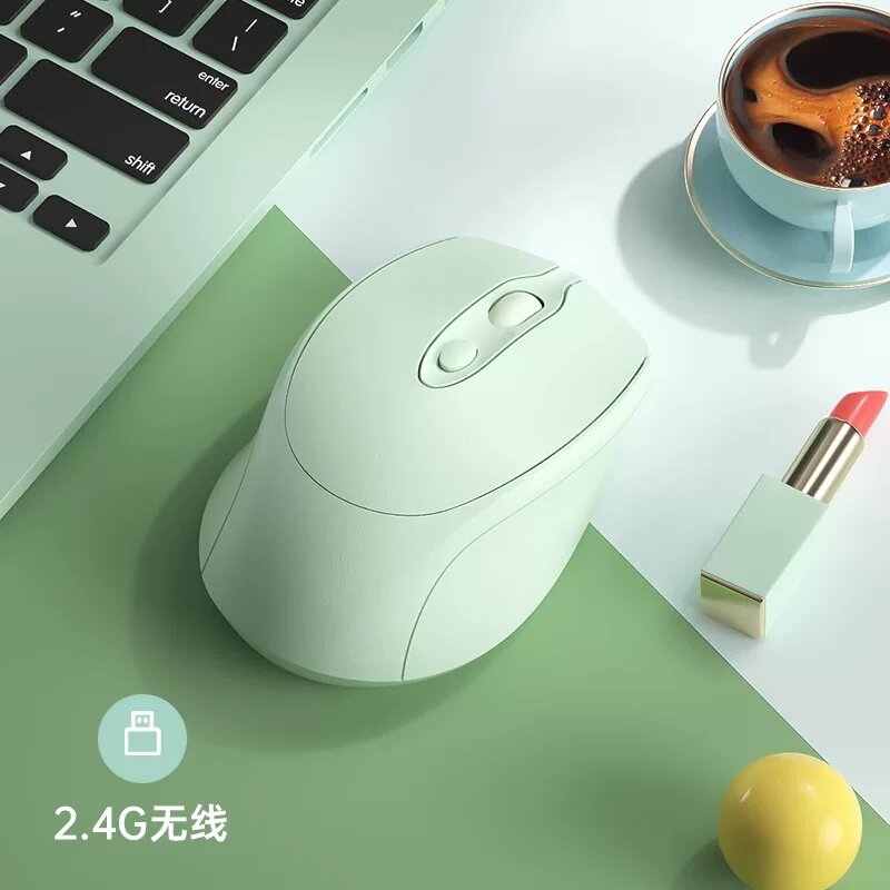 2.4G беспроводная тихая мышь для офисных игр — мятный зеленый, перезаряжаемая, удобная ручка