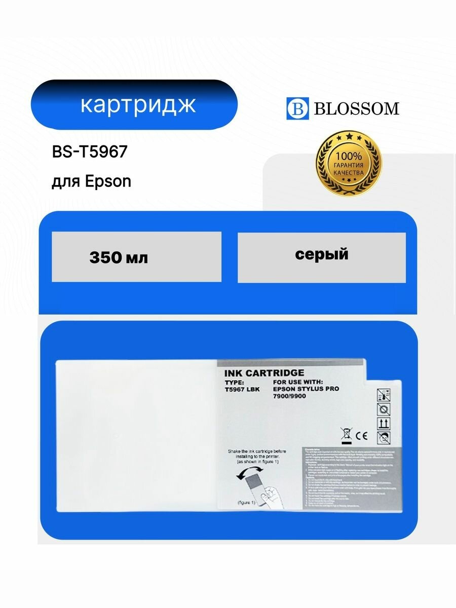 Струйный картридж Blossom BS-T5967/C13T596700 для Epson Stylus Pro 7900/7890/9890/9900, grey, 350мл