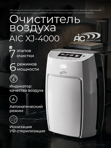 Изображение товара Очиститель воздуха AIC XJ-4000, HEPA, Уголь, Автомат, Электростатика, белый