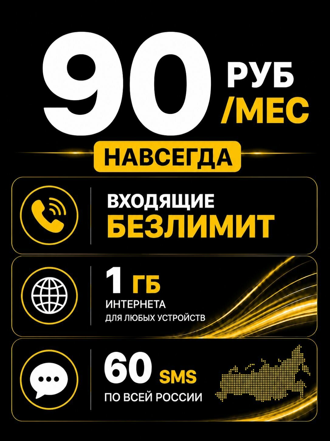 Сим карта билайн за 90руб/мес 1ГБ+60смс+3.00руб/мин на любые номера России, непубличный тариф