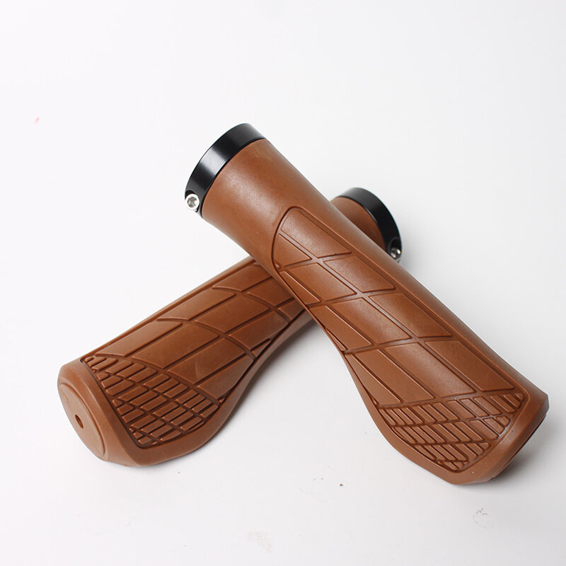 Велосипедные грипсы 1 пара, мягкие резиновые с фиксатором, коричневые