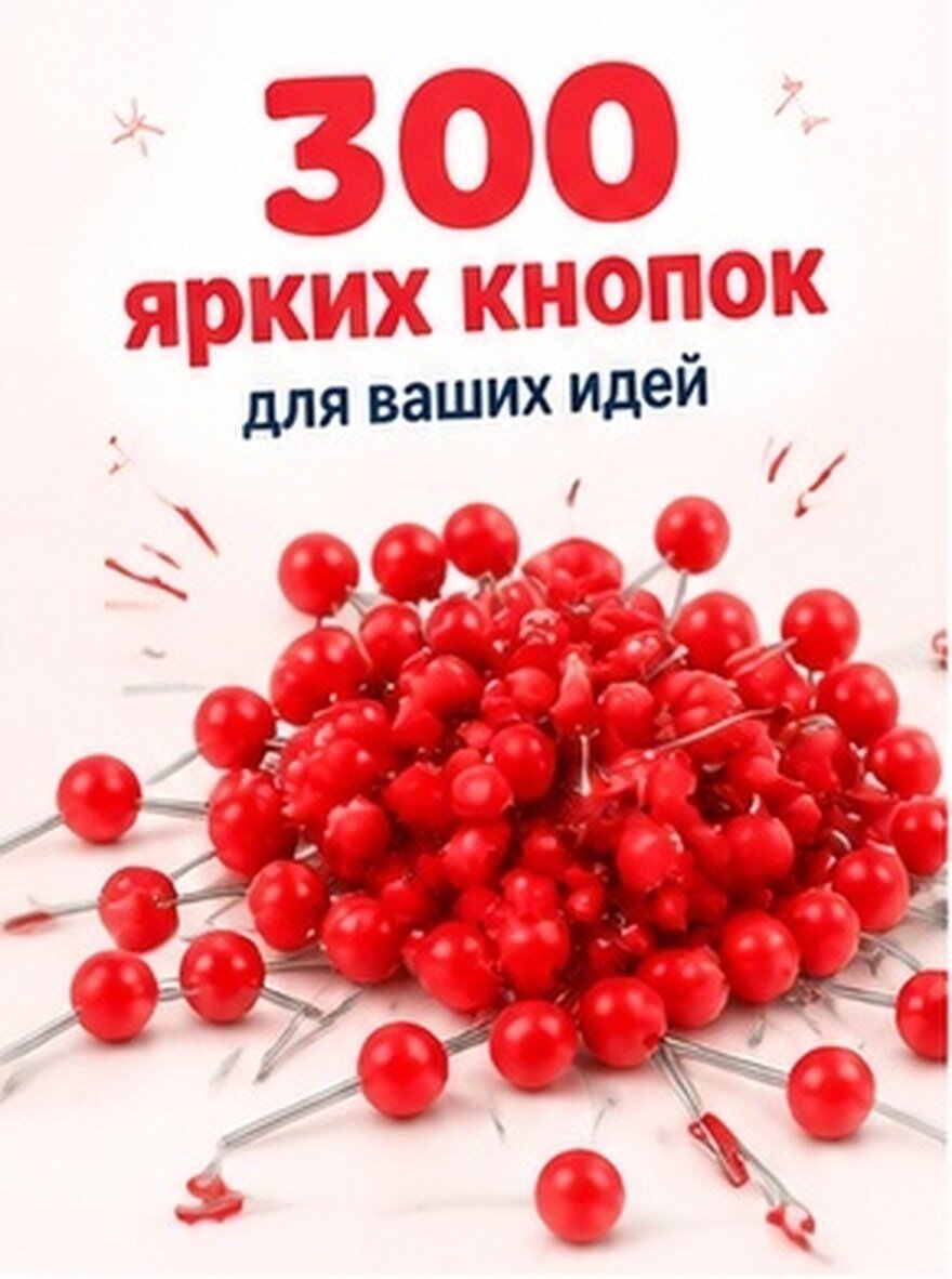 300 Штук Красных Push Pins Для Доски Из Пробки Размер 1.60X0.50X0.50Cm