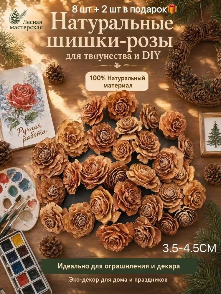 Шишки розочки( гималайского кедра)10шт. Для поделок, для декора, для букетов