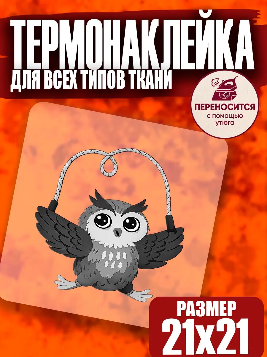 Термонаклейка на одежду Сова на скакалке мем