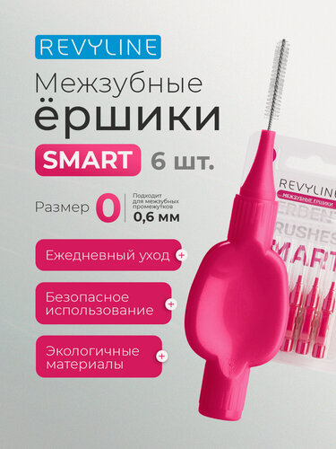 Изображение товара Межзубные ершики Revyline Smart размер 0 (0,40 мм.), набор 6 шт, для межзубных промежутков, для брекетов