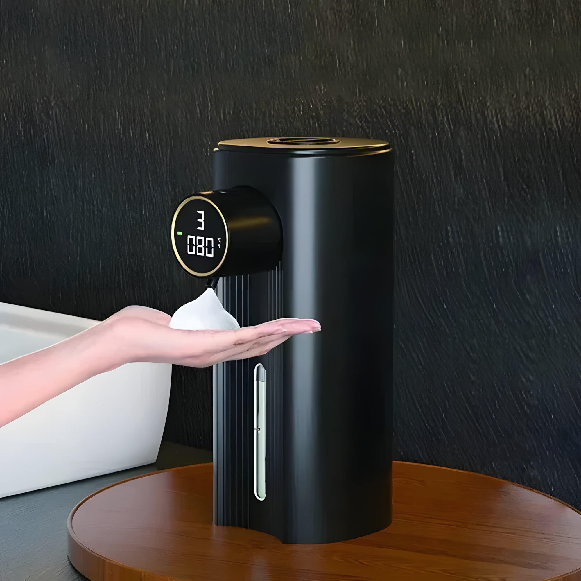 PLUZZ Умный дозатор пенного мыла с цифровым дисплеем, Черный