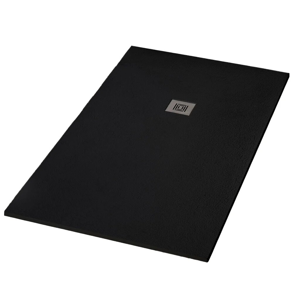 Поддон для душа Starohome Stpool LITE 120x90 см, черный, прямоугольный, низкий, с антискользящим покрытием