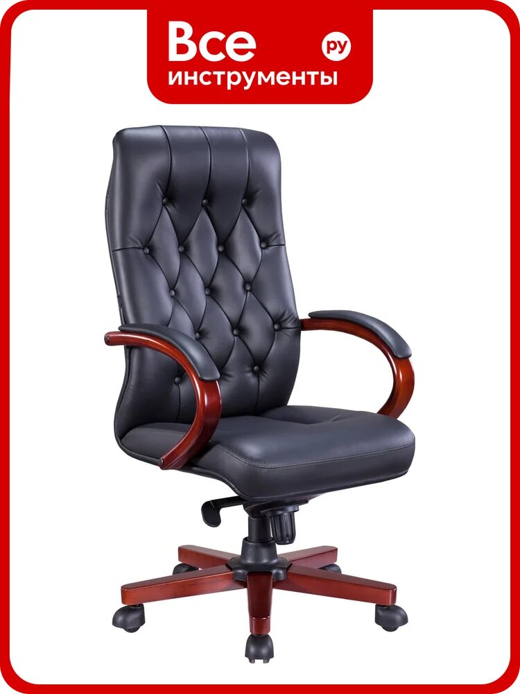 Кресло EVERPROF Monaco Wood экокожа, черный EP-082 W PU Black
