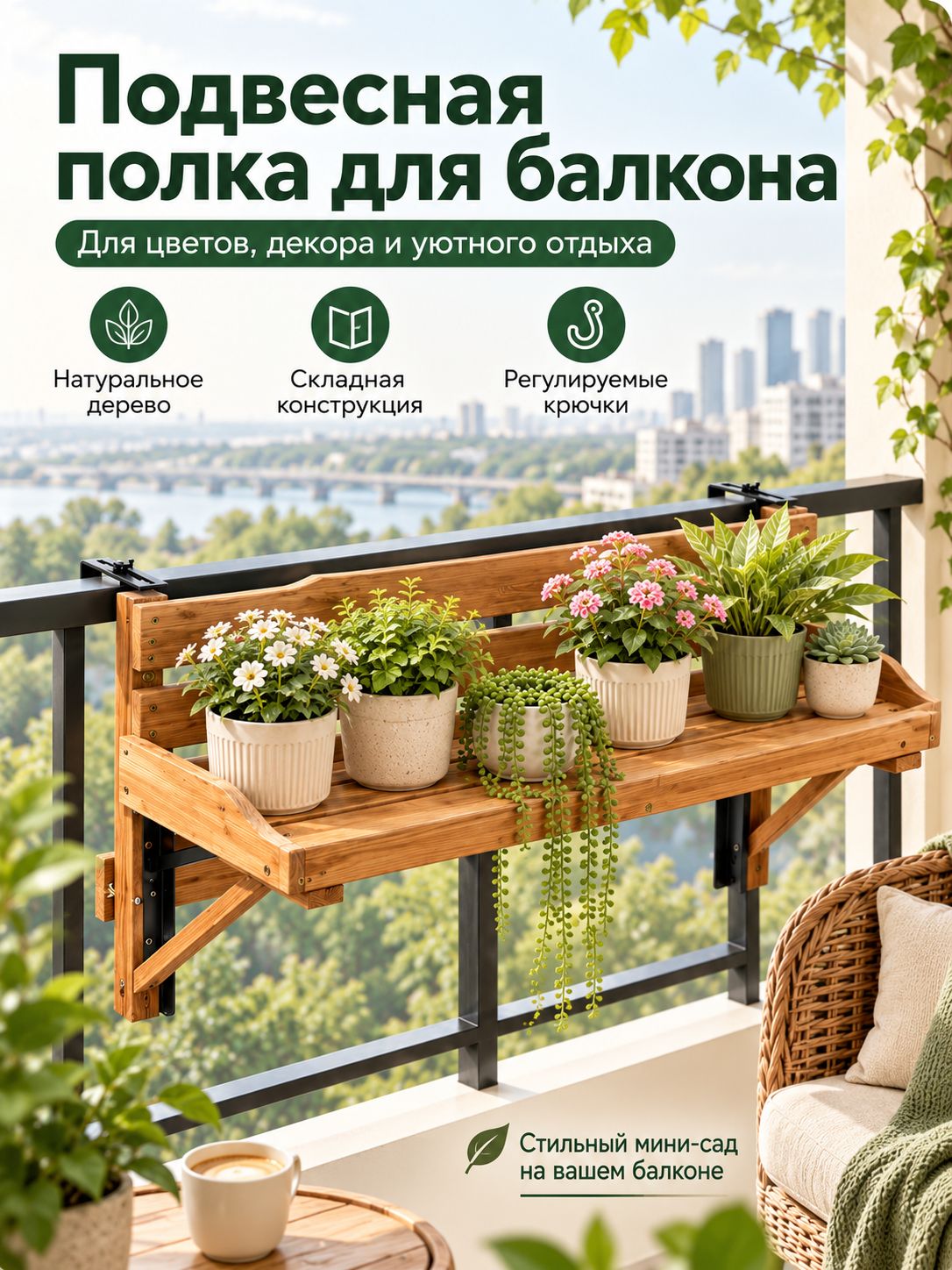 Садовый стол, Массив дерева 60х30х30 см